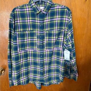 SO Woman Plaid Shirt in Green and Purple